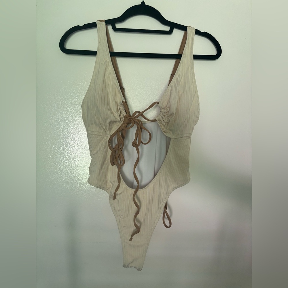 Elegant Cream One-Piece Swimsuit